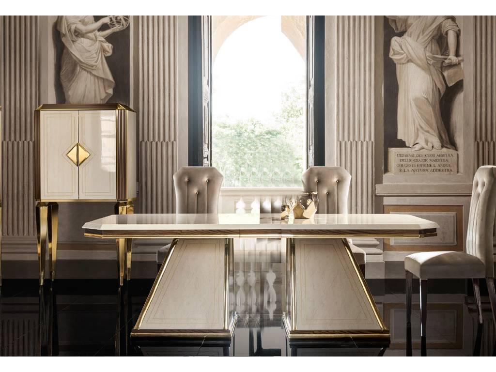 стол обеденный 200см Arredo Classic Diamante (слоновая кость, вяз, золото)
