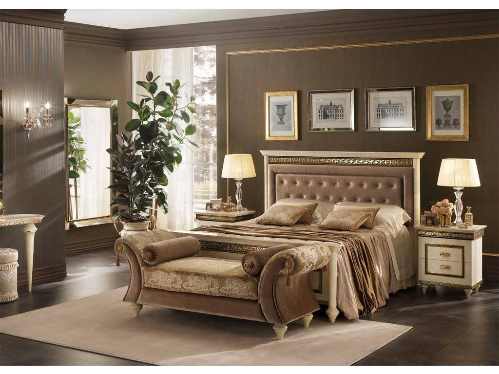кровать двуспальная 160х190 с мягкой спинкой Arredo Classic Fantasia (кремовый мраморный)