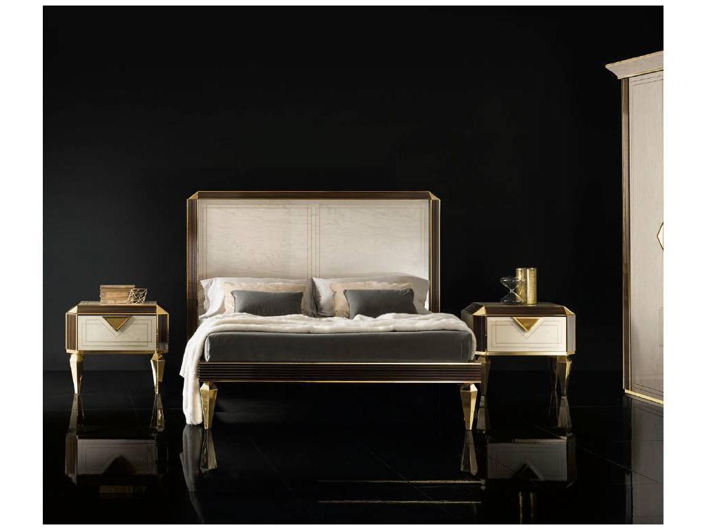 кровать двуспальная 160х200 Arredo Classic Diamante (слоновая кость, вяз, золото)