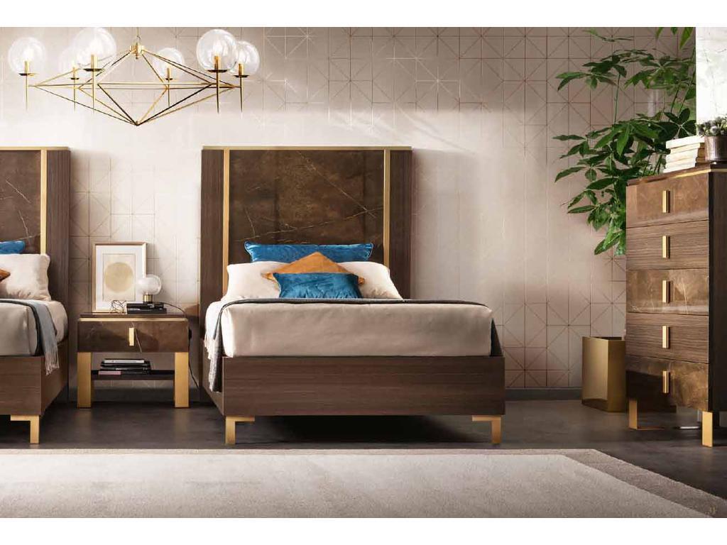кровать односпальная 120х190 Arredo Classic Essenza (венге, коричневый, золото)