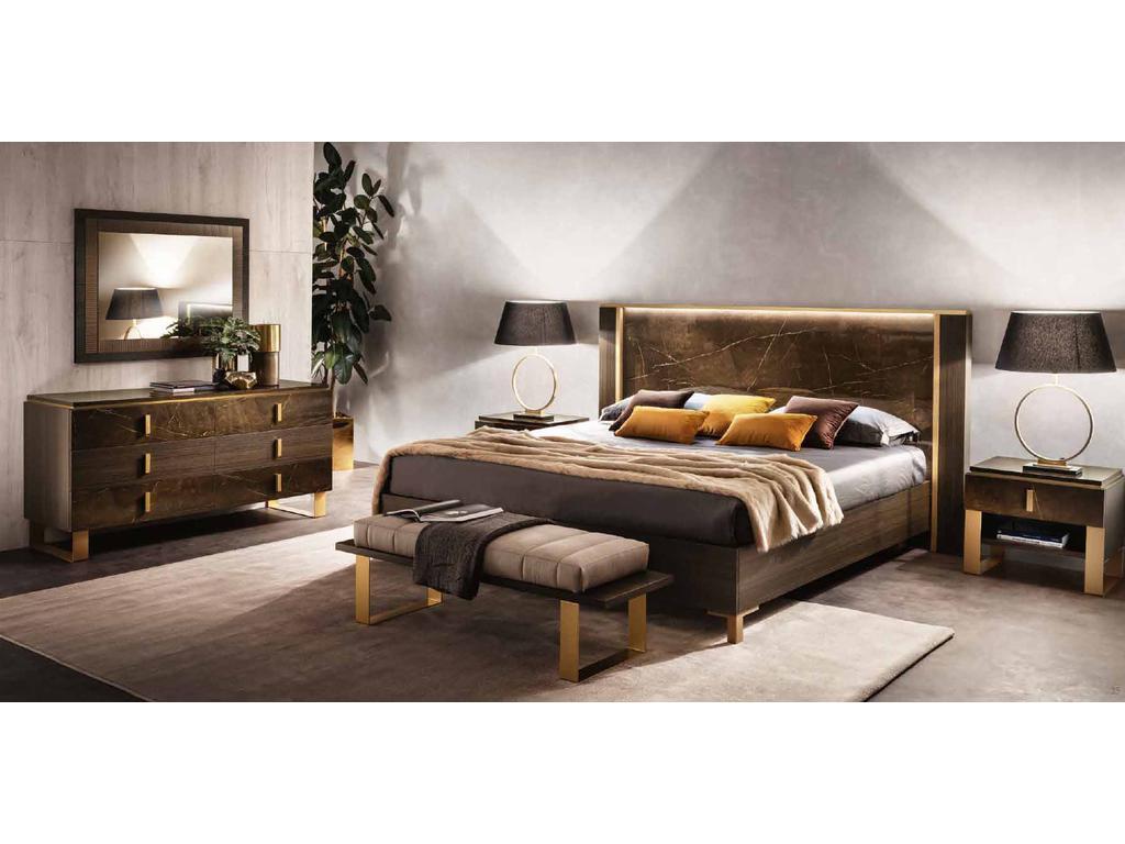 кровать двуспальная 200х200 Arredo Classic Essenza (венге, коричневый, золото)
