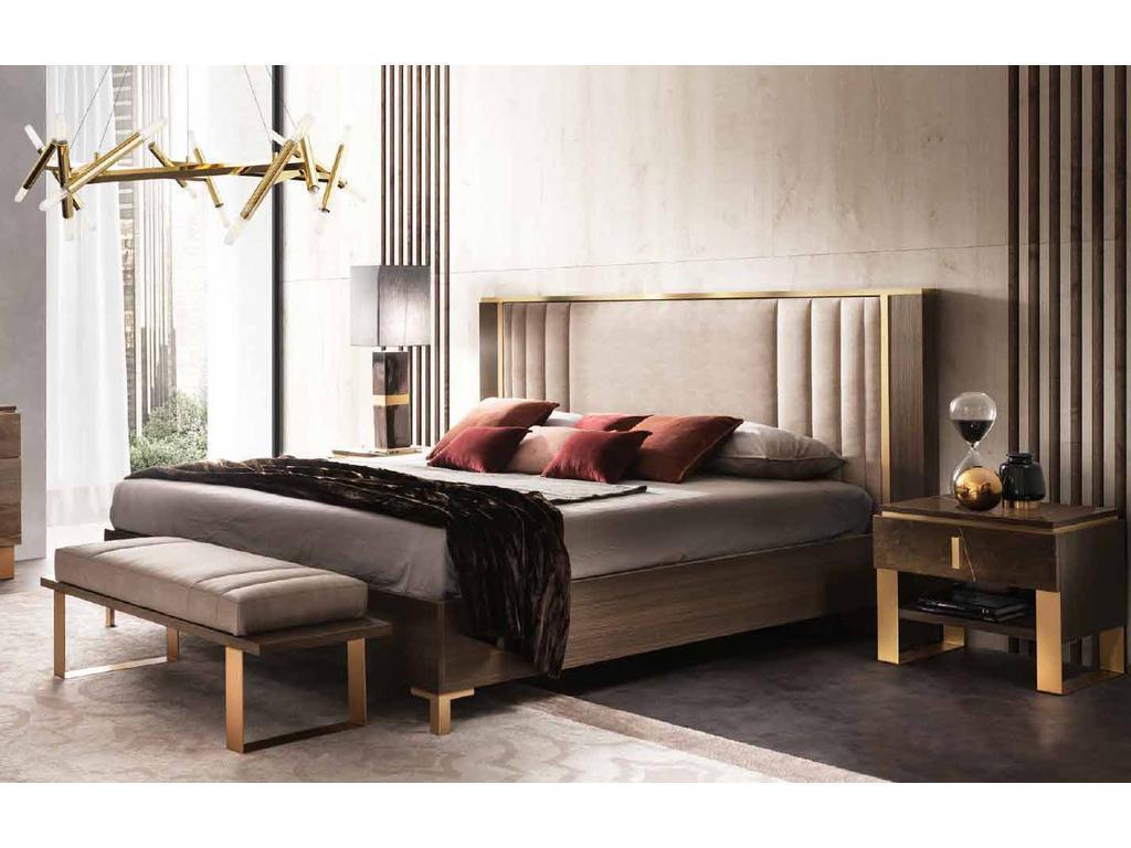 кровать двуспальная 160х190 с мягкой спинкой Arredo Classic Essenza (венге, коричневый, золото)