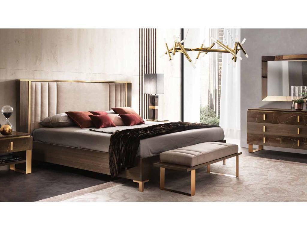 кровать двуспальная 180х200 с мягкой спинкой Arredo Classic Essenza (венге, коричневый, золото)