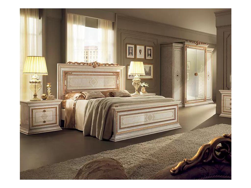 кровать двуспальная 180х200 Arredo Classic Leonardo (крем, золото)