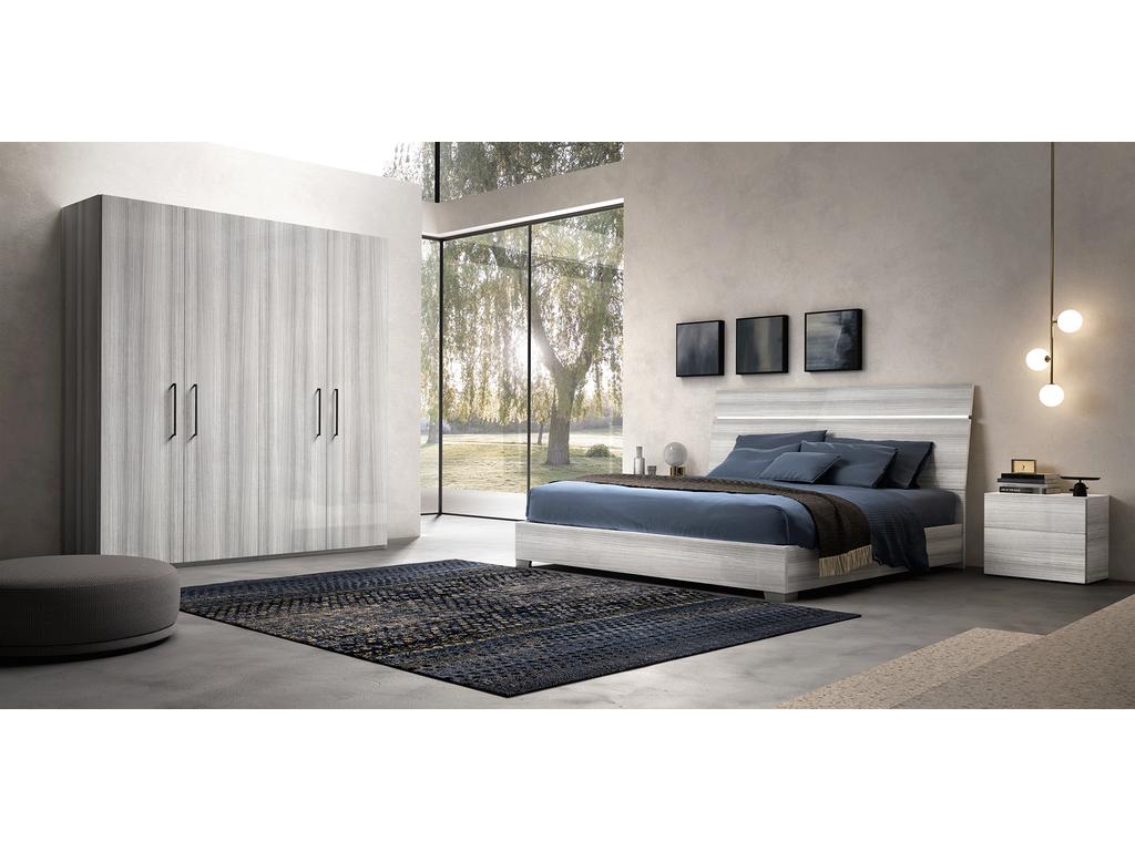 спальня современный стиль со шкафом Status Mia (silver grey)