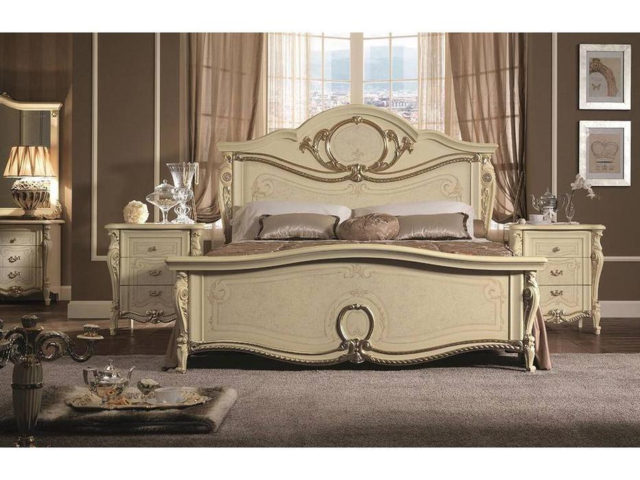 кровать двуспальная 180х200 Arredo Classic Tiziano (слоновая кость, золото)