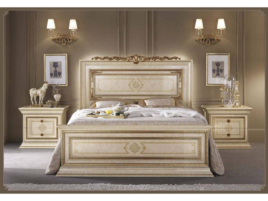 кровать двуспальная 200х200 Arredo Classic Leonardo (крем, золото)