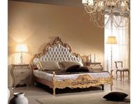 кровать двуспальная Capitone ткань Tarocco Vaccari Paradise (белый лак, золото)