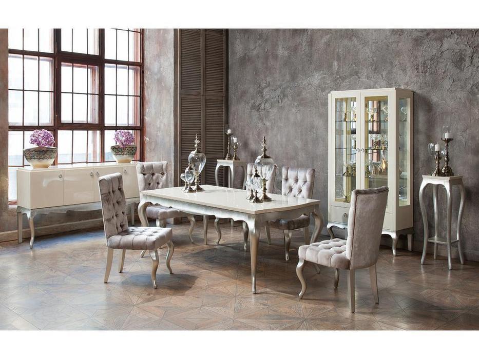 стол обеденный раскладной Fratelli Barri Venezia (кремовый лак, серебро)